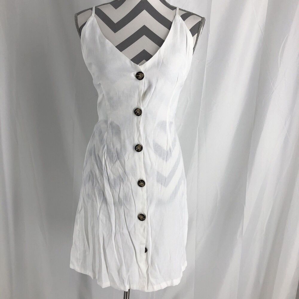 Rozegaga Womens Juniors size XL White Linen  Boho Dress Tie Back